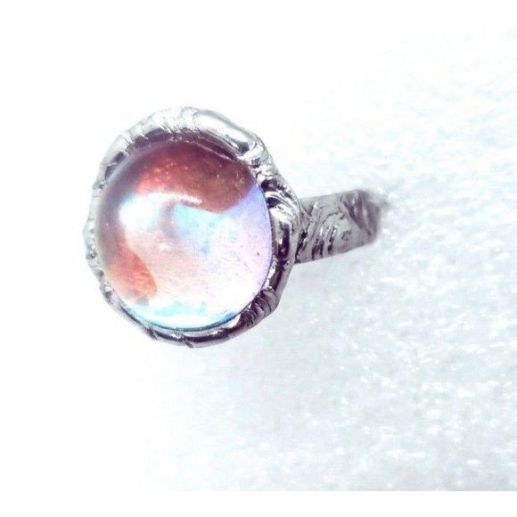 Rainbow orb Ring handmade adjustable Gothic metalwork - Picture 4 of 12